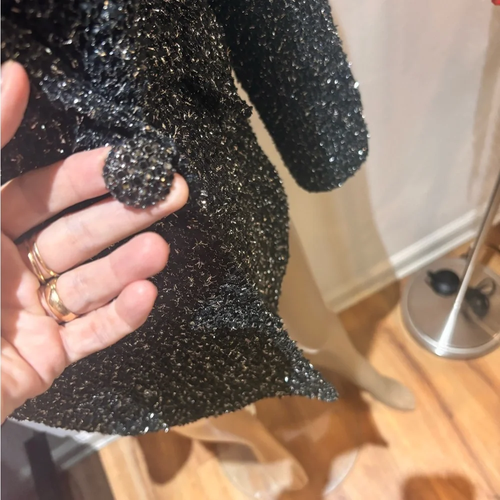 St. John novelty Metallic Black tweed Blazer silver thread evening 16 XL light